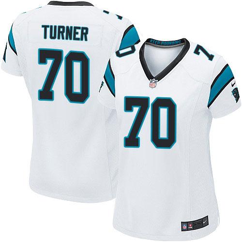 Nike Panthers #70 Trai Turner White Women's Stitched NFL Elite Jersey